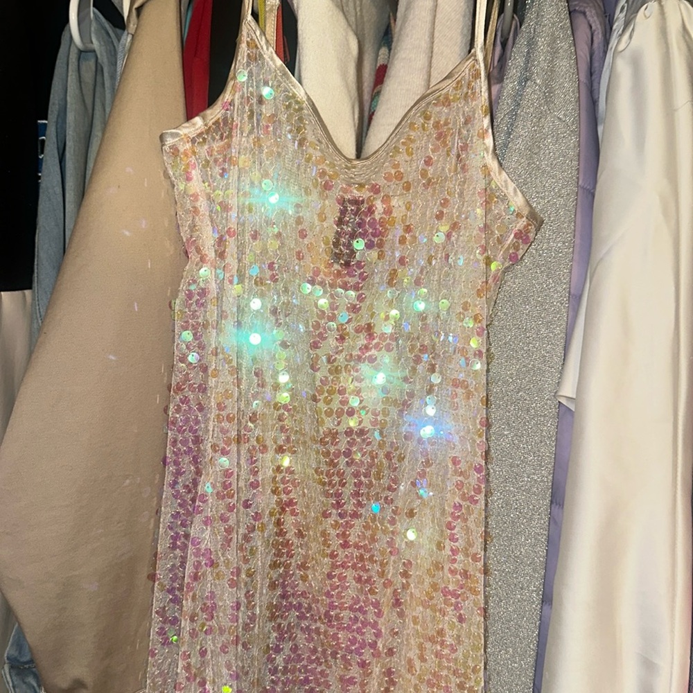 Iridescent sequence tall dress